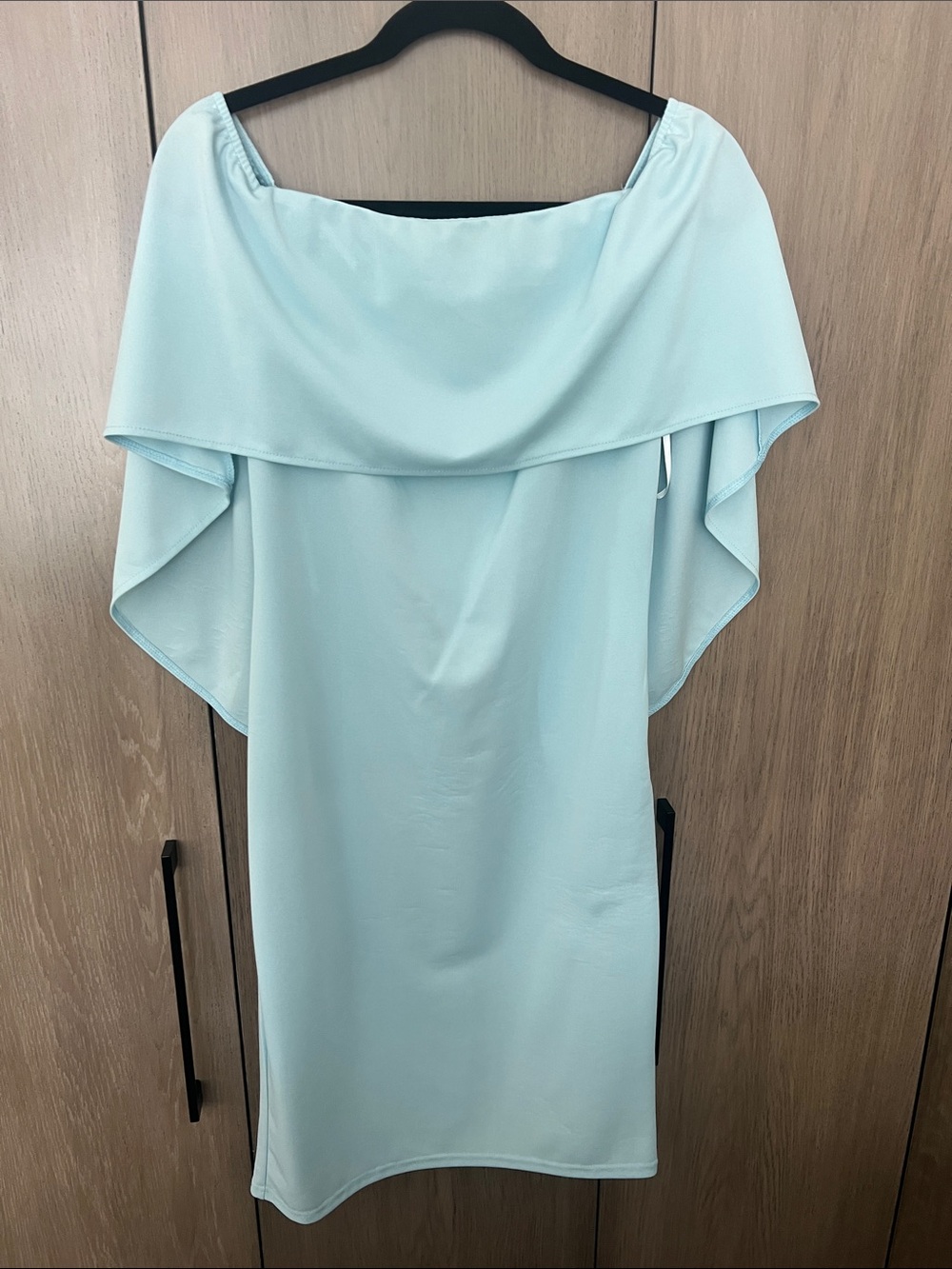 Grace Karin Off-Shoulder Aqua Cape Dress